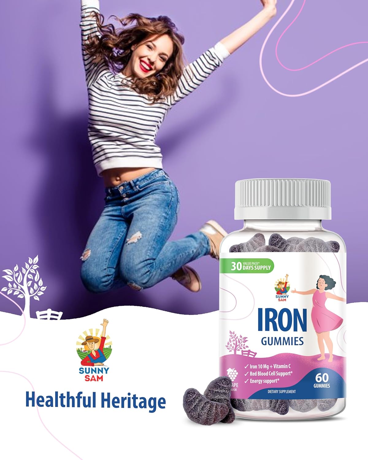 Iron Gummies with Vitamin C for Adults