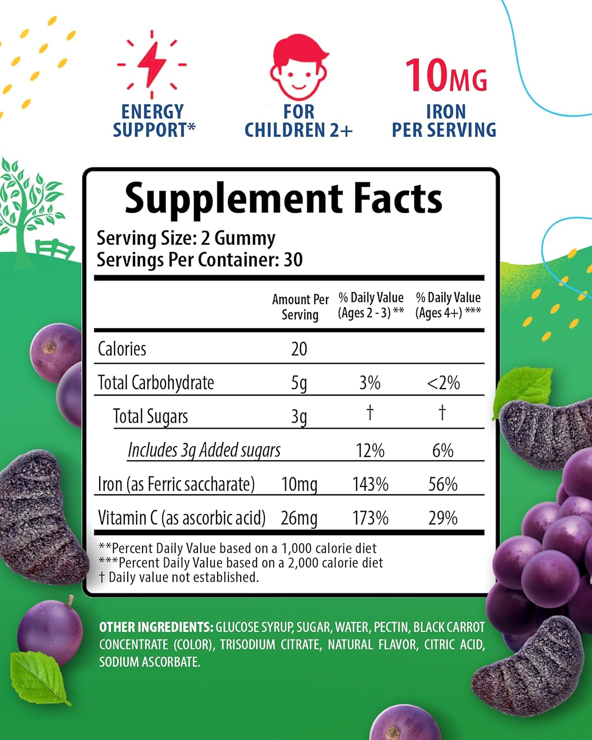 Iron Gummies with Vitamin C for Kids