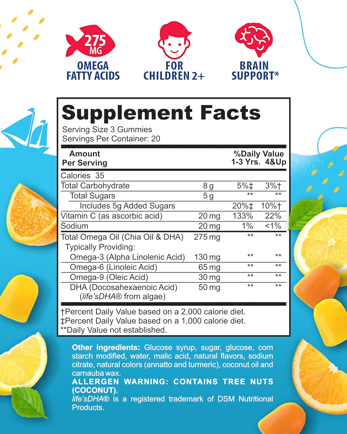 Omega 3 Gummies for Kids - Brain, Heart, and Vision Support Vitamins