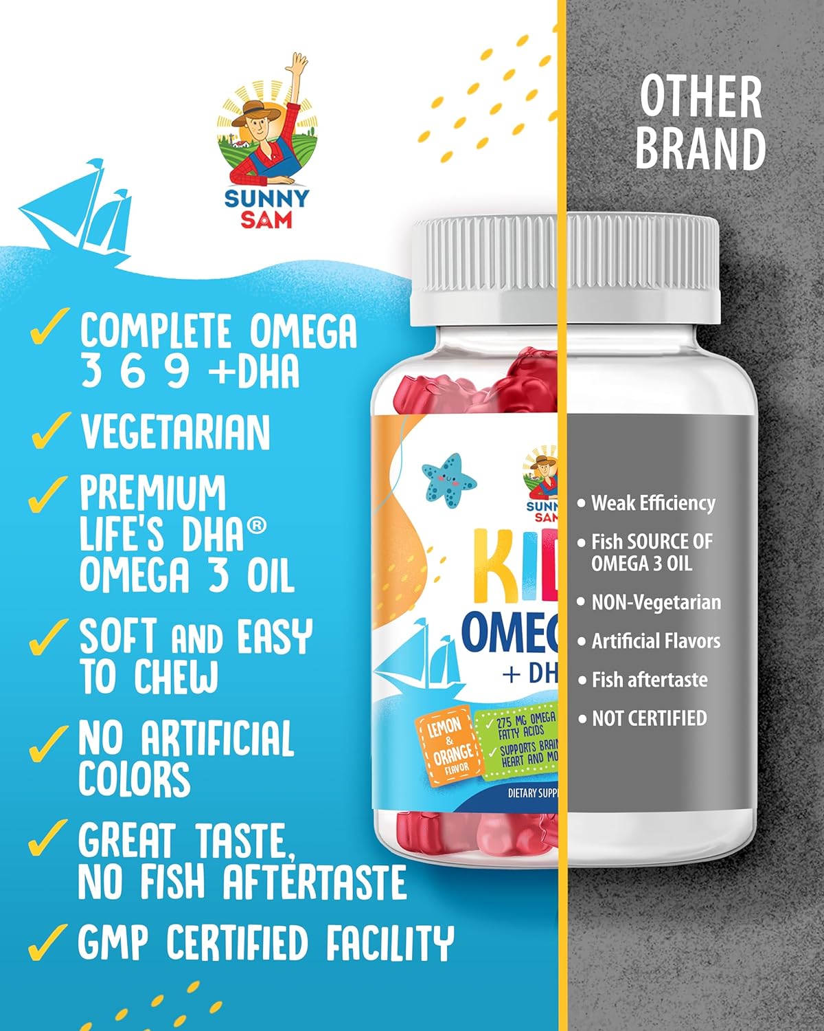 Omega 3 Gummies for Kids - Brain, Heart, and Vision Support Vitamins