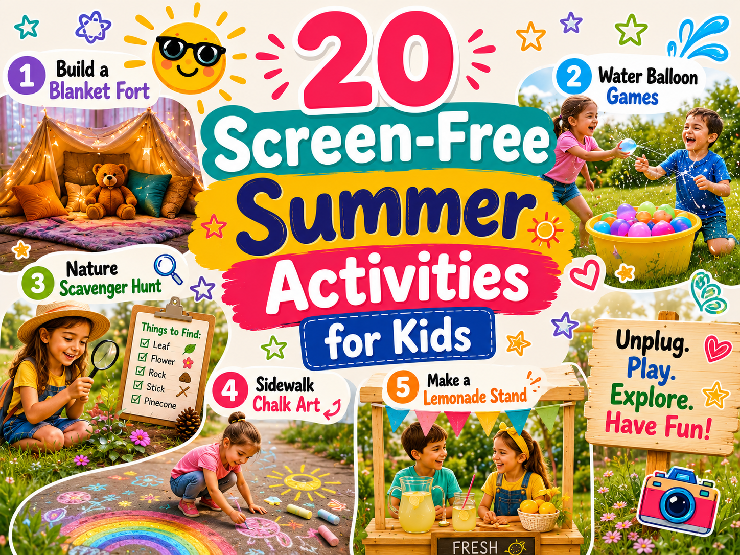 20 Screen-Free Summer Activities for Kids.