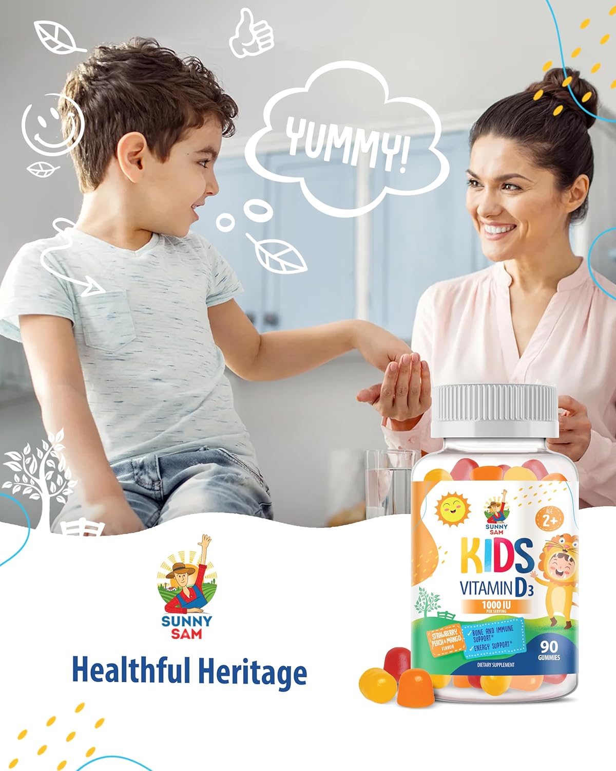 Vitamin D3 Gummies 1000 IU for Kids & Adults