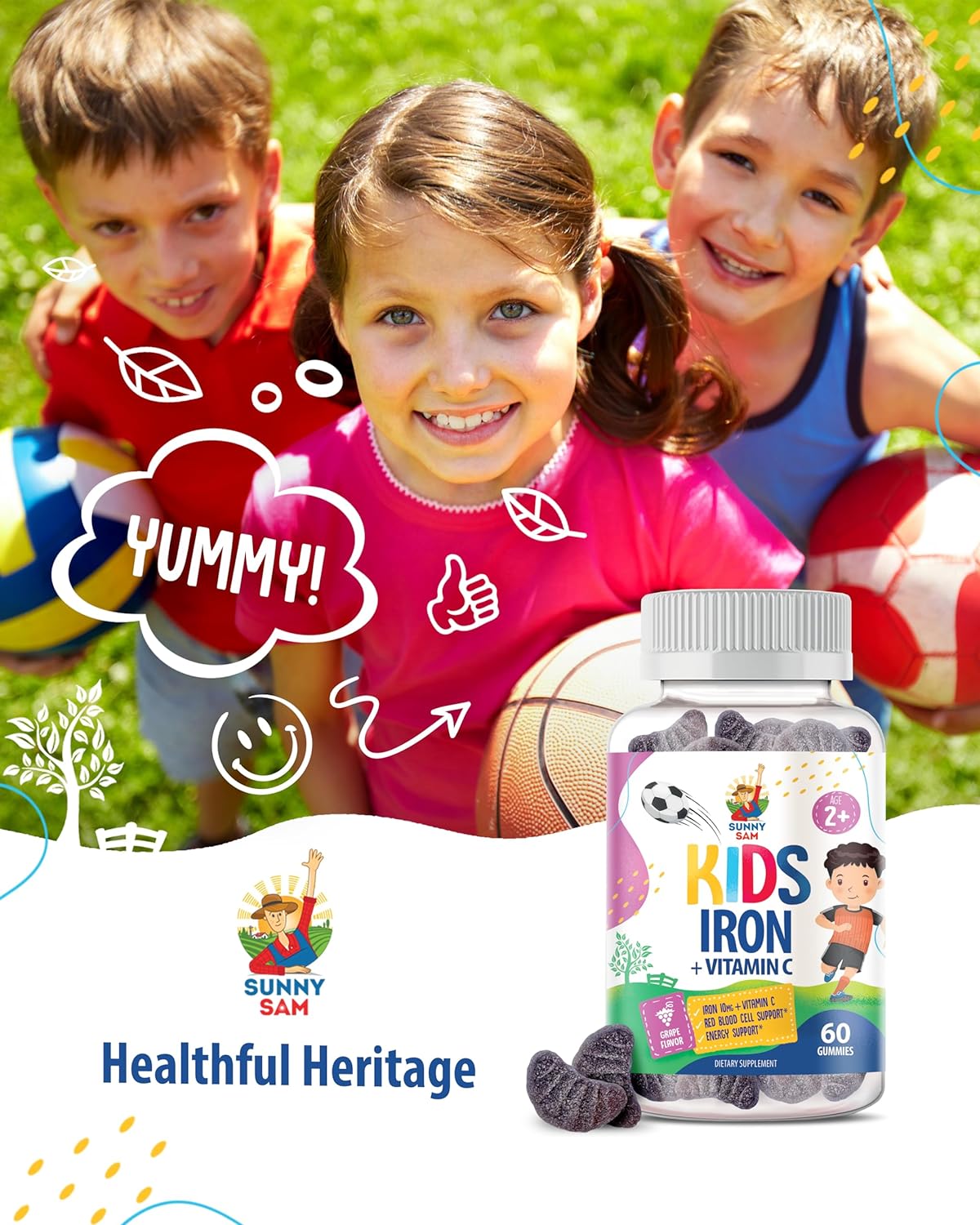 Iron Gummies with Vitamin C for Kids & Adults