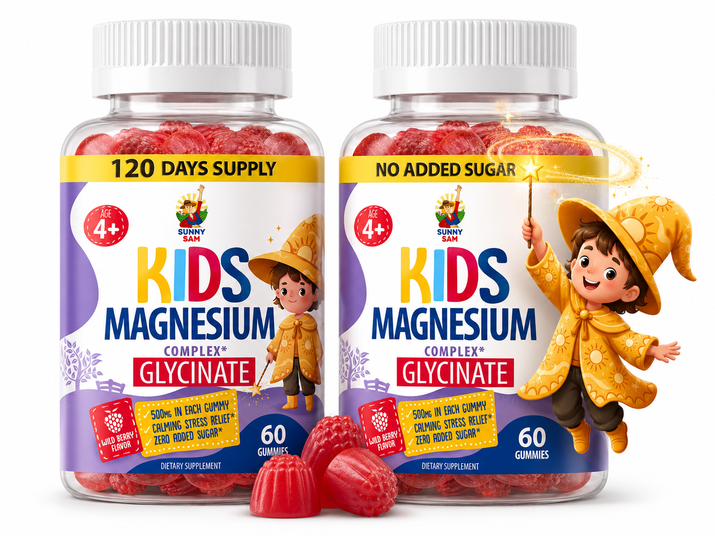 Sunny Sam Kids Magnesium Glycinate gummies, two-pack